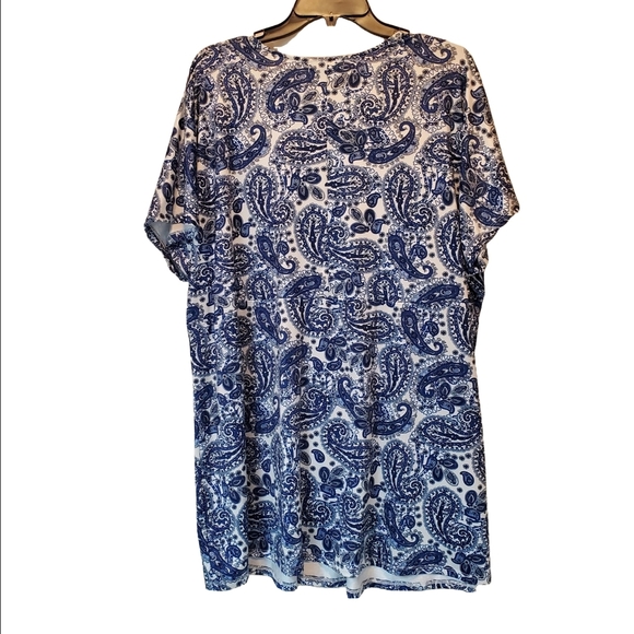 Ellos Chic Blue and White Paisley Plus Size Top 22/24 - Picture 4 of 4